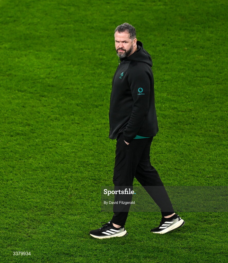 6 March 2026; Ireland head coach Andy Farrell before the Guinness 6 Nations Rugby Championship match between Ireland and Wales at the Aviva Stadium in Dublin. Photo by David Fitzgerald/Sportsfile