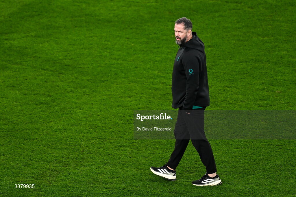 6 March 2026; Ireland head coach Andy Farrell before the Guinness 6 Nations Rugby Championship match between Ireland and Wales at the Aviva Stadium in Dublin. Photo by David Fitzgerald/Sportsfile
