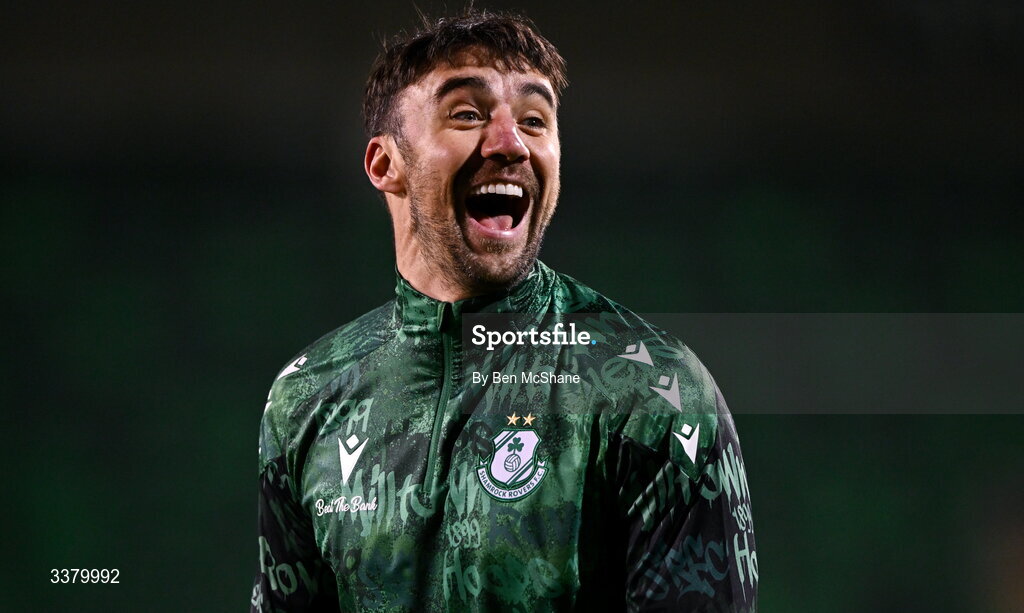 6 March 2026; Enda Stevens of Shamrock Rovers before the SSE Airtricity Men's Premier Division match between Shamrock Rovers and Derry City at Tallaght Stadium in Dublin. Photo by Ben McShane/Sportsfile