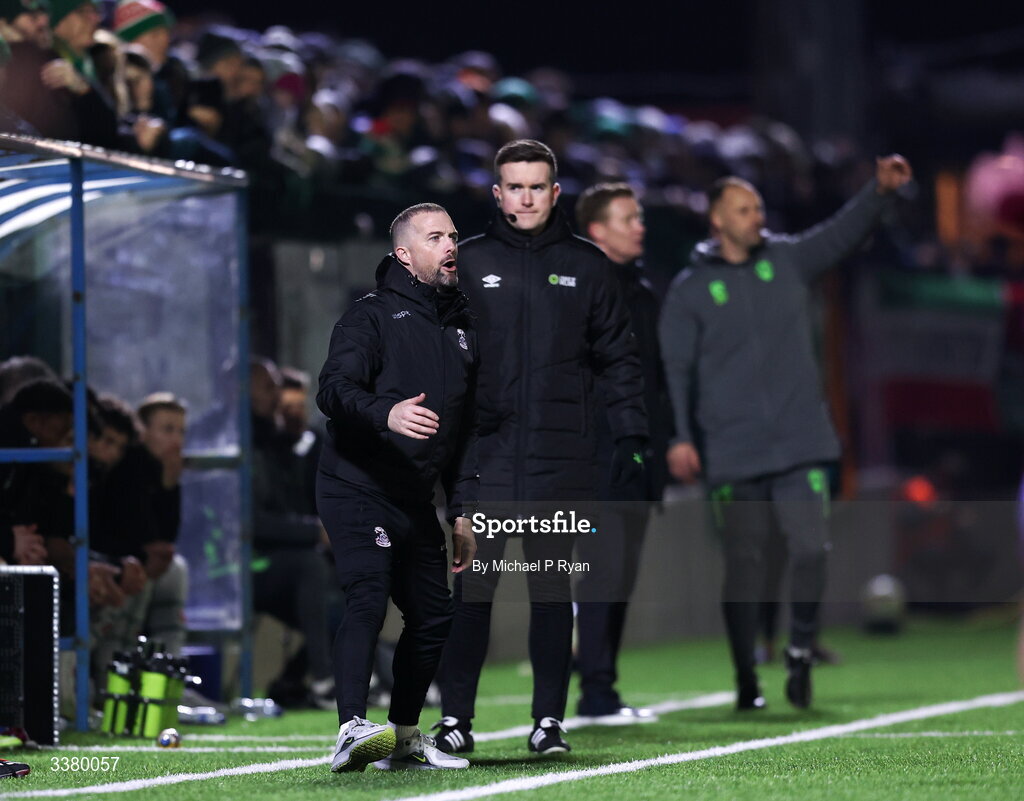 6 March 2026; Cobh Ramblers manager Fran Rockett during the SSE Airtricity Men's First Division match between Cobh Ramblers and Cork City at St Colman's Park in Cobh, Cork. Photo by Michael P Ryan/Sportsfile