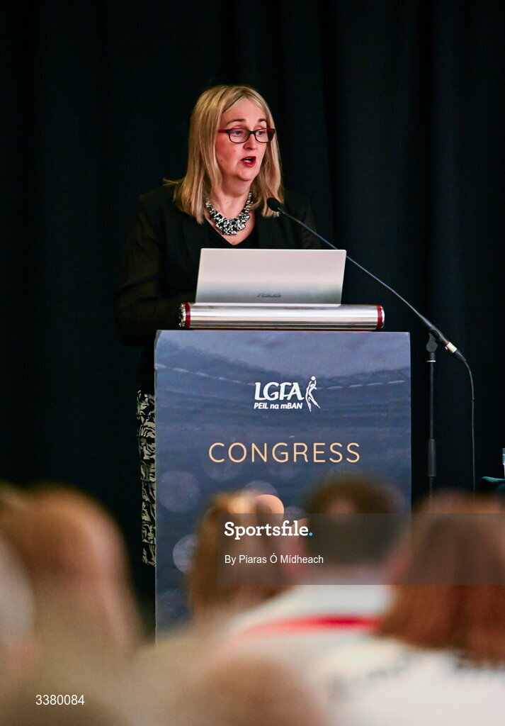 6 March 2026; Sligo LGFA chairperson Marcella McGarry during day one of the LGFA Annual Congress at the Diamond Coast Hotel in Sligo. Photo by Piaras Ó Mídheach/Sportsfile