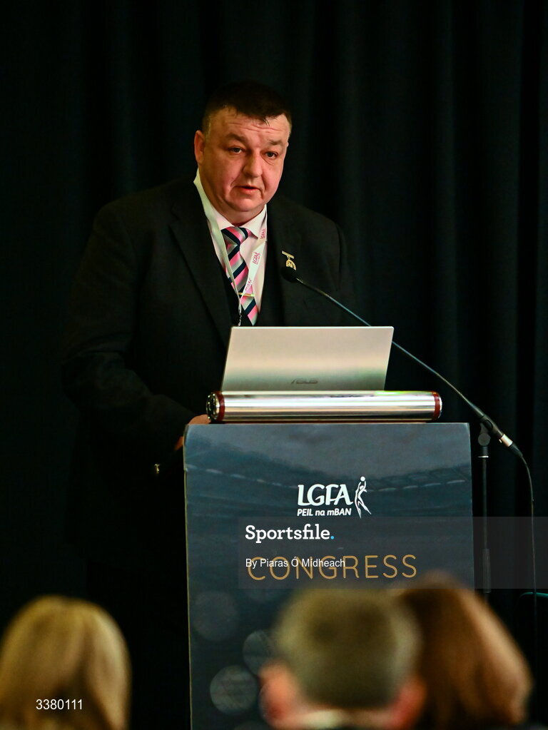 6 March 2026; Connacht LGFA chairperson Keith Gilroy during day one of the LGFA Annual Congress at the Diamond Coast Hotel in Sligo. Photo by Piaras Ó Mídheach/Sportsfile