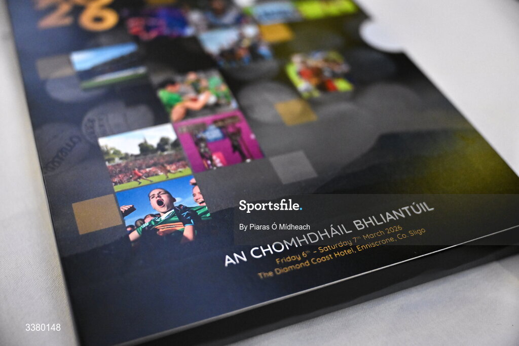 6 March 2026; Booklets on during day one of the LGFA Annual Congress at the Diamond Coast Hotel in Sligo. Photo by Piaras Ó Mídheach/Sportsfile