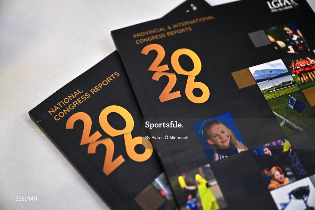 6 March 2026; Booklets on during day one of the LGFA Annual Congress at the Diamond Coast Hotel in Sligo. Photo by Piaras Ó Mídheach/Sportsfile