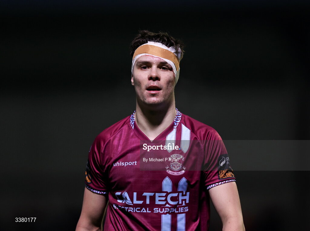 6 March 2026; Cian Coleman of Cobh Ramblers during the SSE Airtricity Men's First Division match between Cobh Ramblers and Cork City at St Colman's Park in Cobh, Cork. Photo by Michael P Ryan/Sportsfile