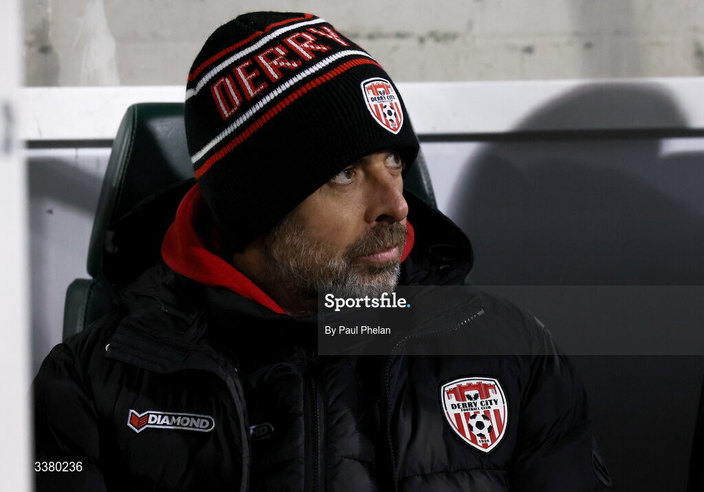 6 March 2026; Derry City manager Tiernan Lynch before the SSE Airtricity Men's Premier Division match between Shamrock Rovers and Derry City at Tallaght Stadium in Dublin. Photo by Paul Phelan/Sportsfile