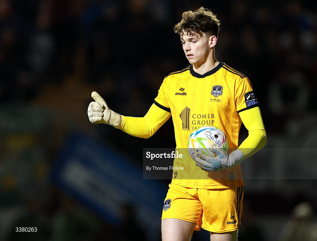 6 March 2026; Galway United goalkeeper Evan Watts during the SSE Airtricity Men's Premier Division match between Galway United and Dundalk at Eamonn Deacy Park in Galway. Photo by Thomas Flinkow/Sportsfile