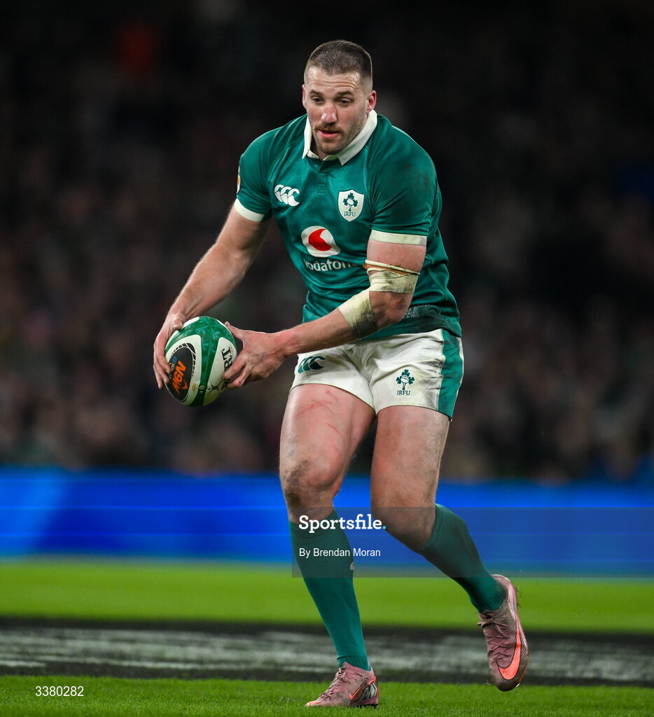 6 March 2026; Stuart McCloskey of Ireland during the Guinness 6 Nations Rugby Championship match between Ireland and Wales at the Aviva Stadium in Dublin. Photo by Brendan Moran/Sportsfile