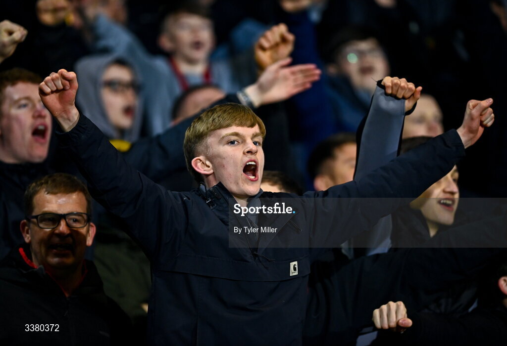 6 March 2026; Bohemians supporters during the SSE Airtricity Men's Premier Division match between Waterford and Bohemians at the RSC in Waterford. Photo by Tyler Miller/Sportsfile
