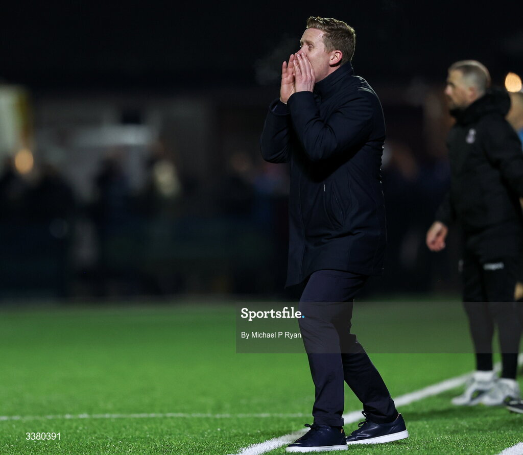 6 March 2026; Cork City manager Barry Robson during the SSE Airtricity Men's First Division match between Cobh Ramblers and Cork City at St Colman's Park in Cobh, Cork. Photo by Michael P Ryan/Sportsfile