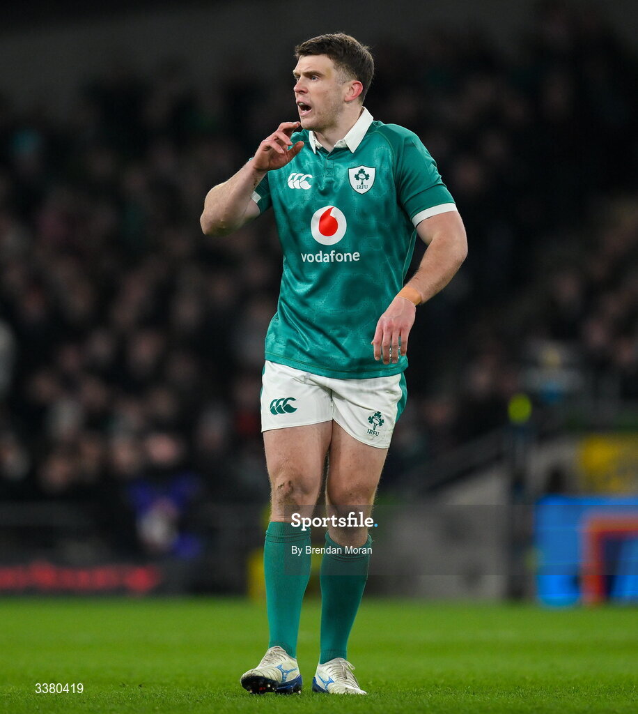 6 March 2026; Tom Farrell of Ireland during the Guinness 6 Nations Rugby Championship match between Ireland and Wales at the Aviva Stadium in Dublin. Photo by Brendan Moran/Sportsfile