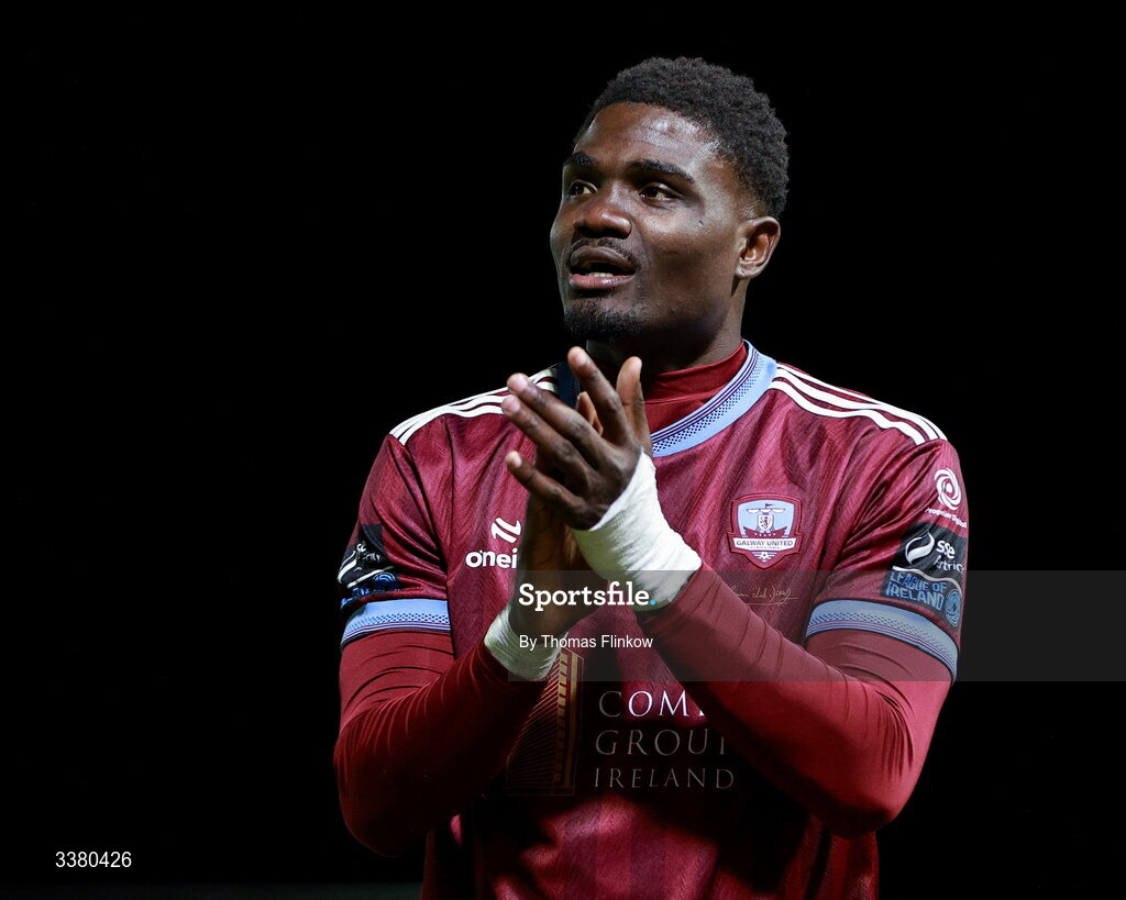 6 March 2026; Frantz Pierrot of Galway United after the drawn SSE Airtricity Men's Premier Division match between Galway United and Dundalk at Eamonn Deacy Park in Galway. Photo by Thomas Flinkow/Sportsfile