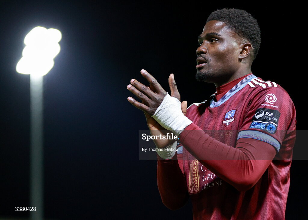 6 March 2026; Frantz Pierrot of Galway United after the drawn SSE Airtricity Men's Premier Division match between Galway United and Dundalk at Eamonn Deacy Park in Galway. Photo by Thomas Flinkow/Sportsfile