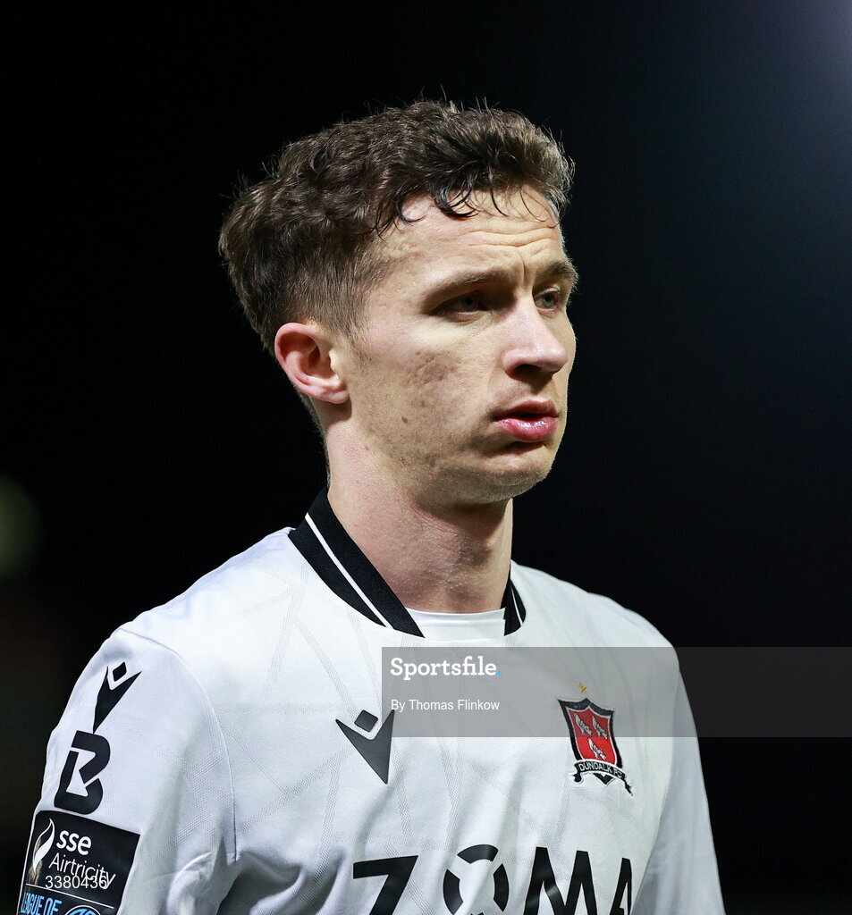 6 March 2026; Tyreke Wilson of Dundalk leaves the pitch after the drawn SSE Airtricity Men's Premier Division match between Galway United and Dundalk at Eamonn Deacy Park in Galway. Photo by Thomas Flinkow/Sportsfile
