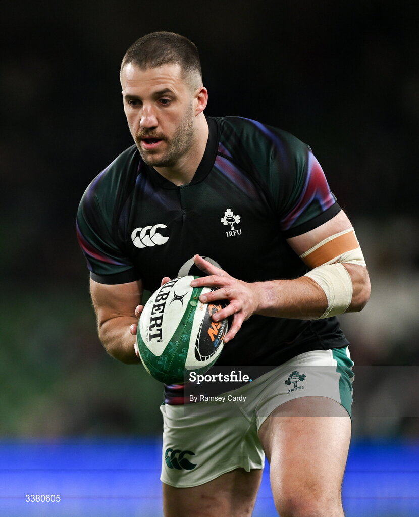6 March 2026; Stuart McCloskey of Ireland before the Guinness 6 Nations Rugby Championship match between Ireland and Wales at the Aviva Stadium in Dublin. Photo by Ramsey Cardy/Sportsfile