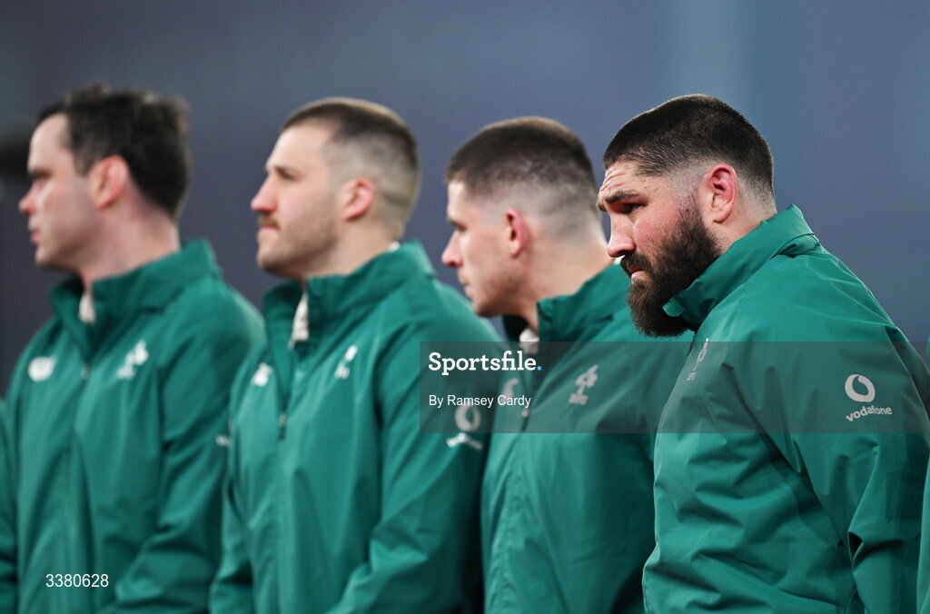 6 March 2026; Tom O’Toole of Ireland before the Guinness 6 Nations Rugby Championship match between Ireland and Wales at the Aviva Stadium in Dublin. Photo by Ramsey Cardy/Sportsfile