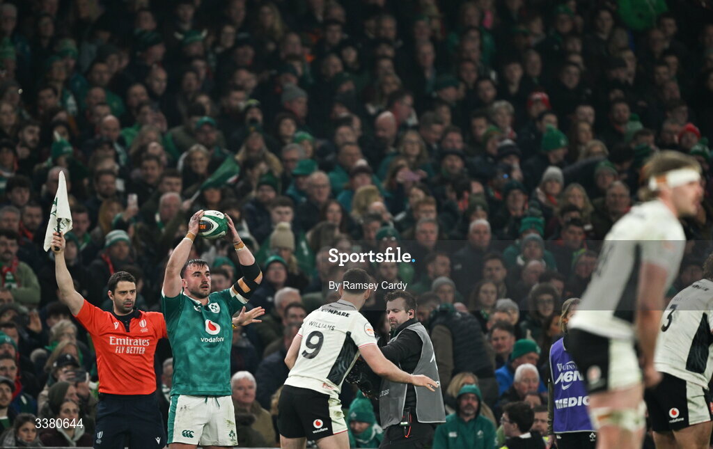 6 March 2026; Rónan Kelleher of Ireland during the Guinness 6 Nations Rugby Championship match between Ireland and Wales at the Aviva Stadium in Dublin. Photo by Ramsey Cardy/Sportsfile