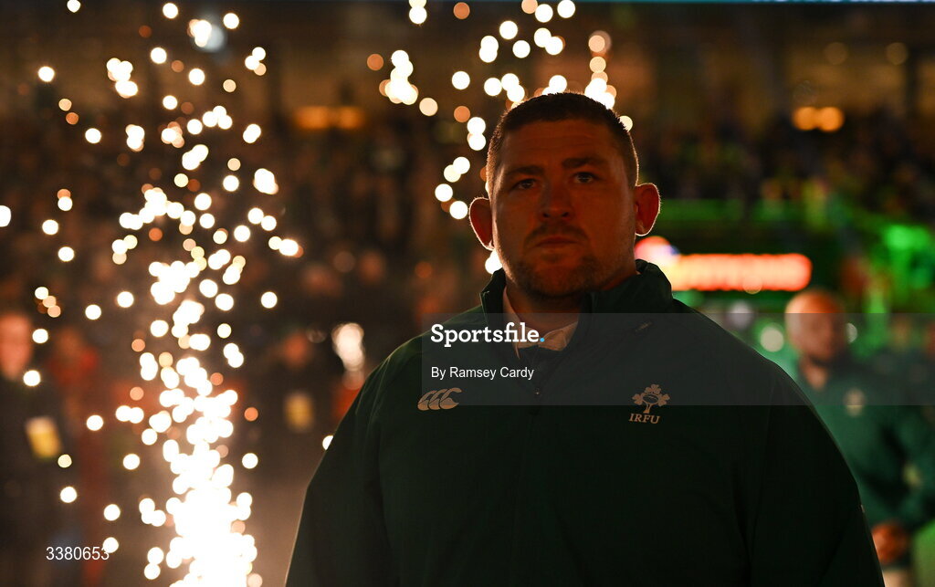 6 March 2026; Tadhg Furlong of Ireland before the Guinness 6 Nations Rugby Championship match between Ireland and Wales at the Aviva Stadium in Dublin. Photo by Ramsey Cardy/Sportsfile