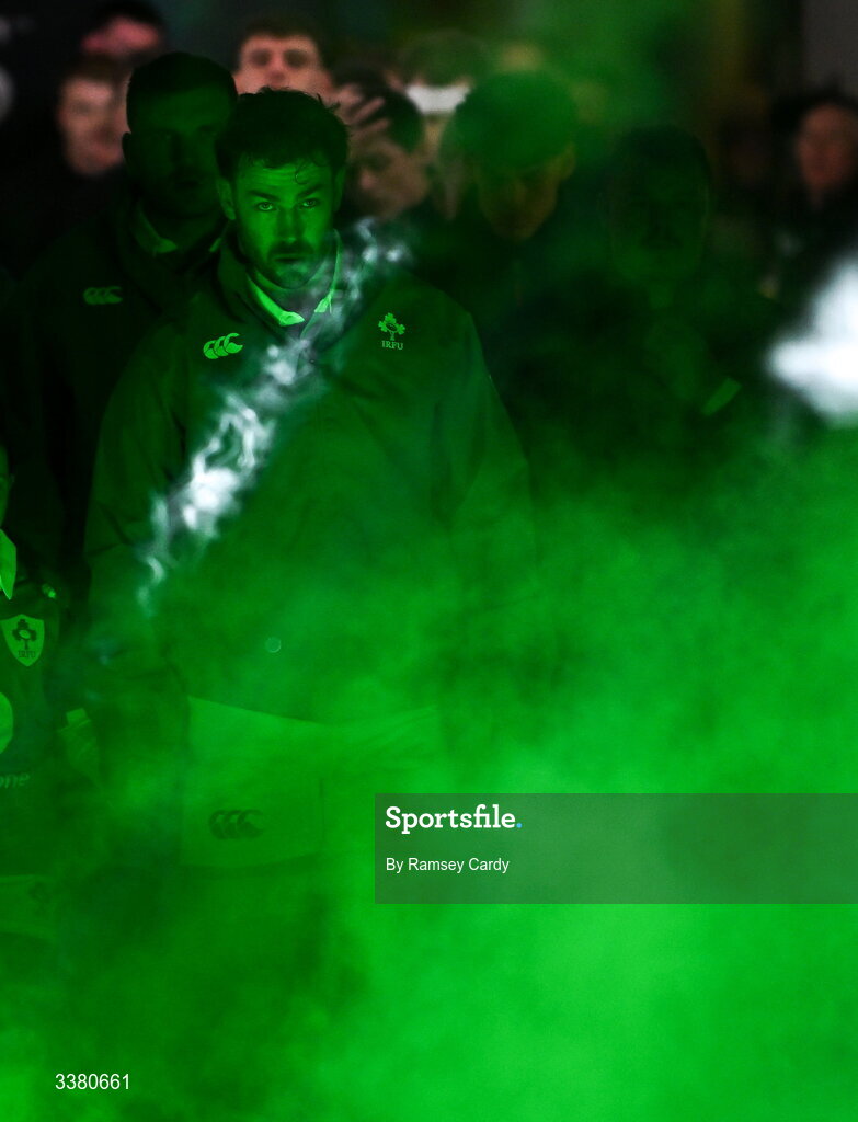 6 March 2026; Caelan Doris of Ireland before the Guinness 6 Nations Rugby Championship match between Ireland and Wales at the Aviva Stadium in Dublin. Photo by Ramsey Cardy/Sportsfile