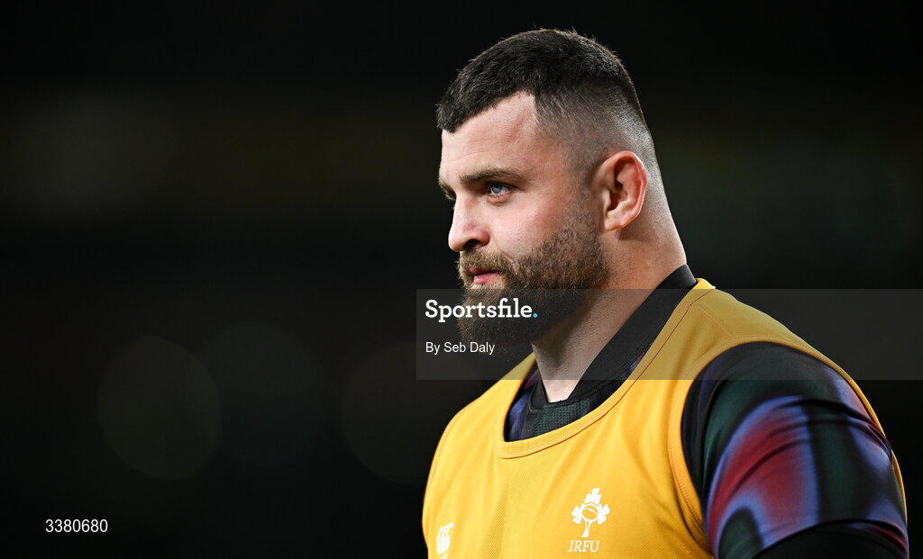 6 March 2026; Michael Milne of Ireland before the Guinness 6 Nations Rugby Championship match between Ireland and Wales at the Aviva Stadium in Dublin. Photo by Seb Daly/Sportsfile