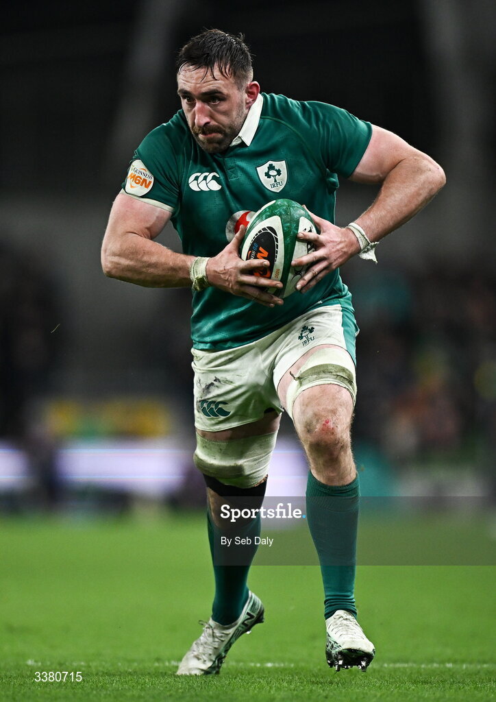 6 March 2026; Jack Conan of Ireland during the Guinness 6 Nations Rugby Championship match between Ireland and Wales at the Aviva Stadium in Dublin. Photo by Seb Daly/Sportsfile