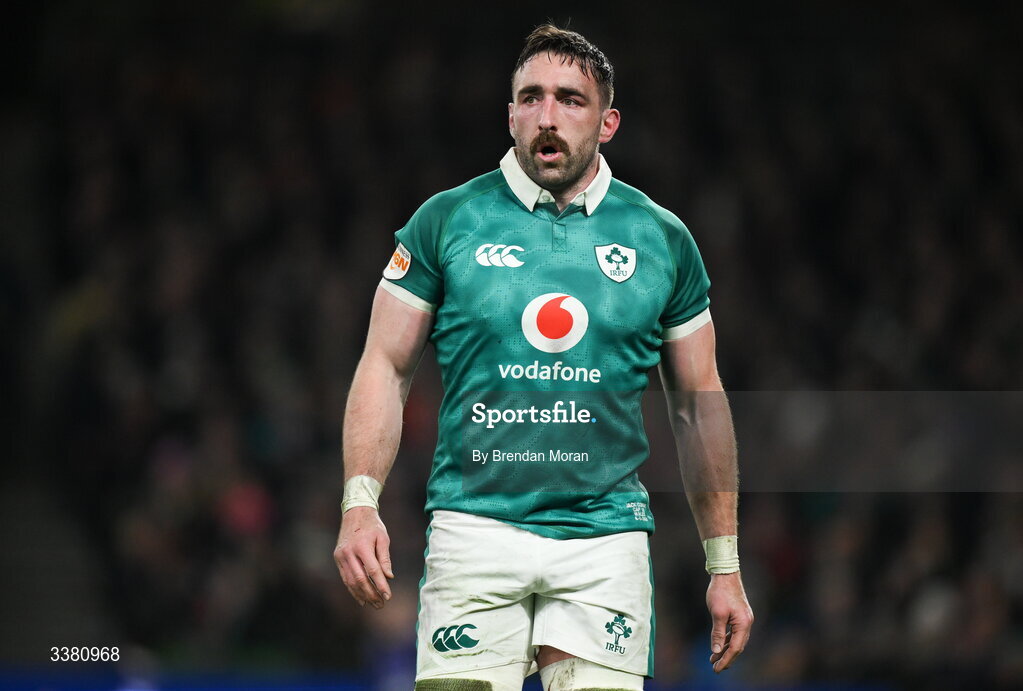 6 March 2026; Jack Conan of Ireland during the Guinness 6 Nations Rugby Championship match between Ireland and Wales at the Aviva Stadium in Dublin. Photo by Brendan Moran/Sportsfile