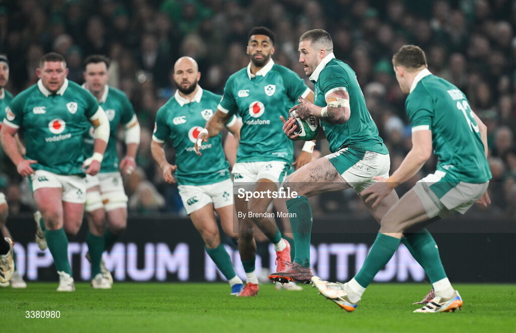 6 March 2026; Stuart McCloskey of Ireland during the Guinness 6 Nations Rugby Championship match between Ireland and Wales at the Aviva Stadium in Dublin. Photo by Brendan Moran/Sportsfile