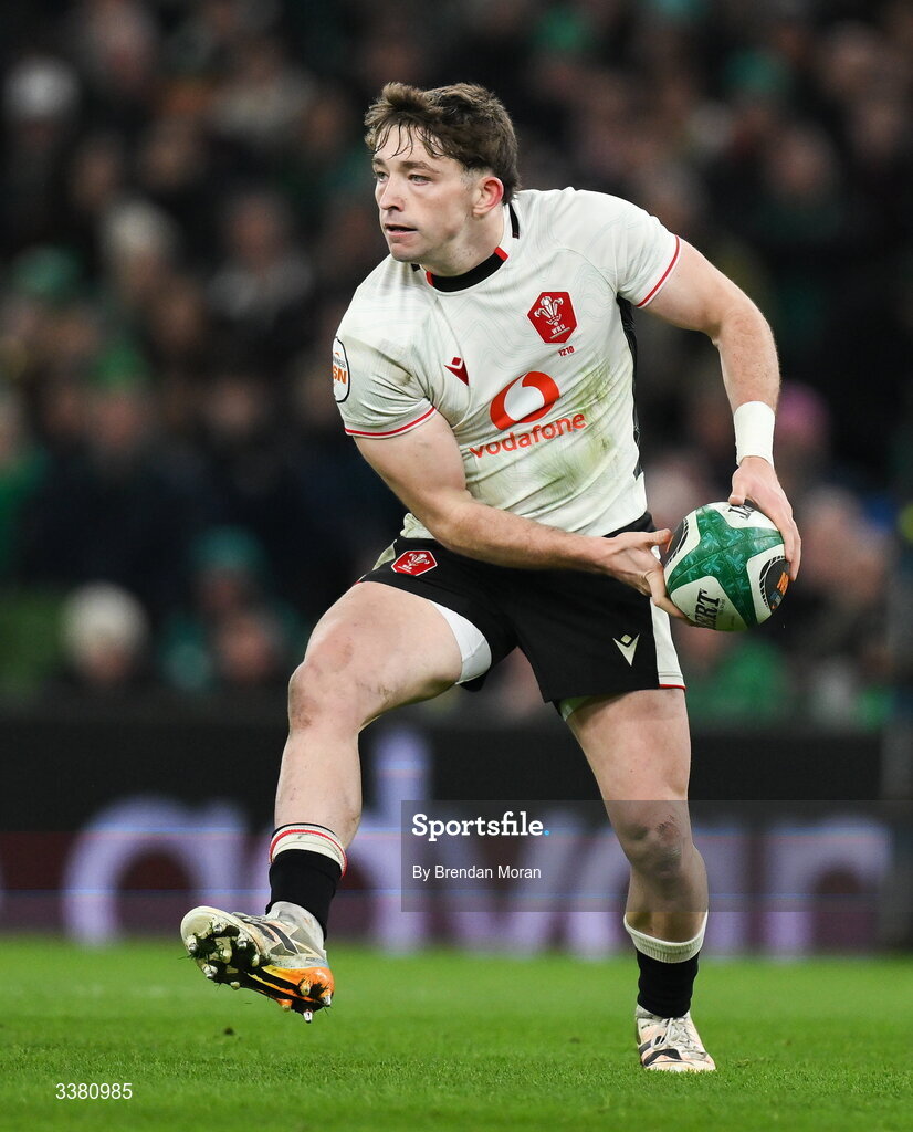 6 March 2026; Dan Edwards of Wales during the Guinness 6 Nations Rugby Championship match between Ireland and Wales at the Aviva Stadium in Dublin. Photo by Brendan Moran/Sportsfile