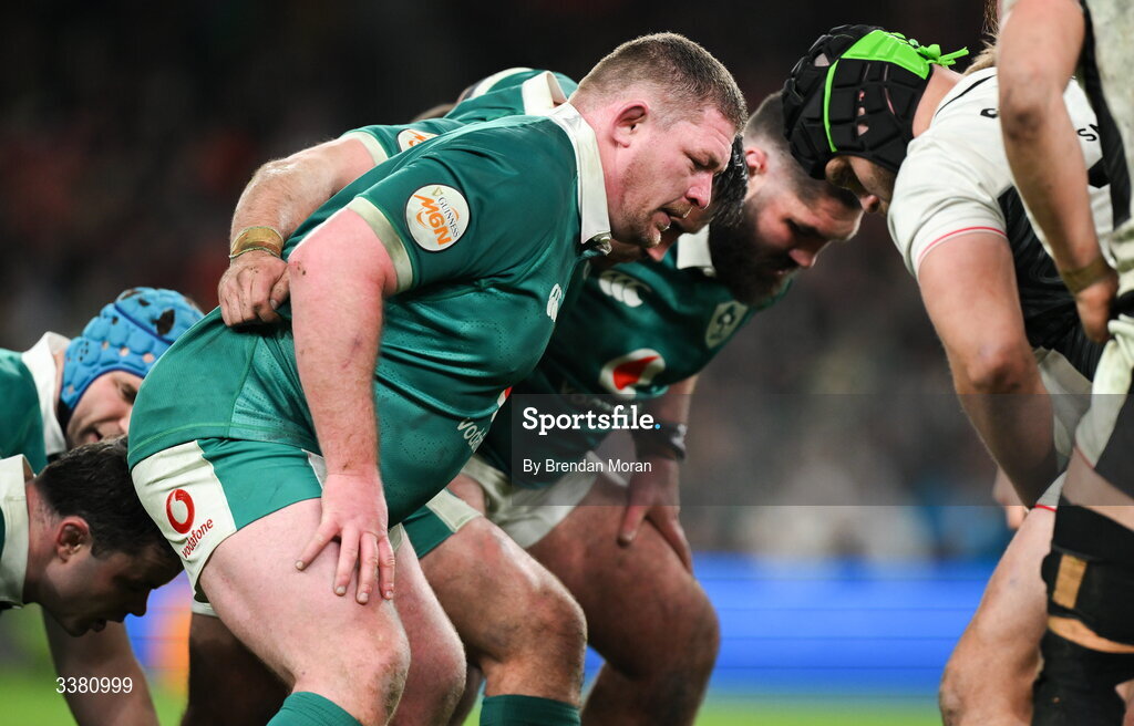 6 March 2026; Tadhg Furlong of Ireland during the Guinness 6 Nations Rugby Championship match between Ireland and Wales at the Aviva Stadium in Dublin. Photo by Brendan Moran/Sportsfile