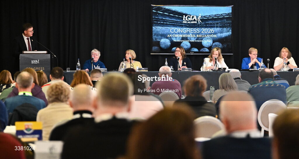 6 March 2026; Camogie President Brian Molloy during day one of the LGFA Annual Congress at the Diamond Coast Hotel in Sligo. Photo by Piaras Ó Mídheach/Sportsfile