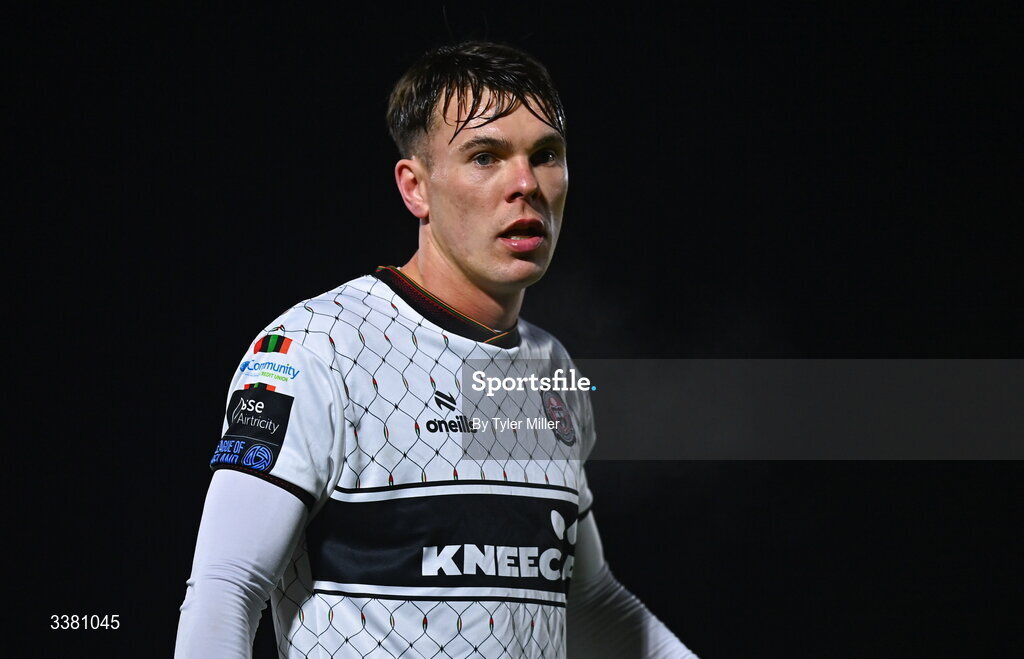 6 March 2026; Dayle Rooney of Bohemians during the SSE Airtricity Men's Premier Division match between Waterford and Bohemians at the RSC in Waterford. Photo by Tyler Miller/Sportsfile