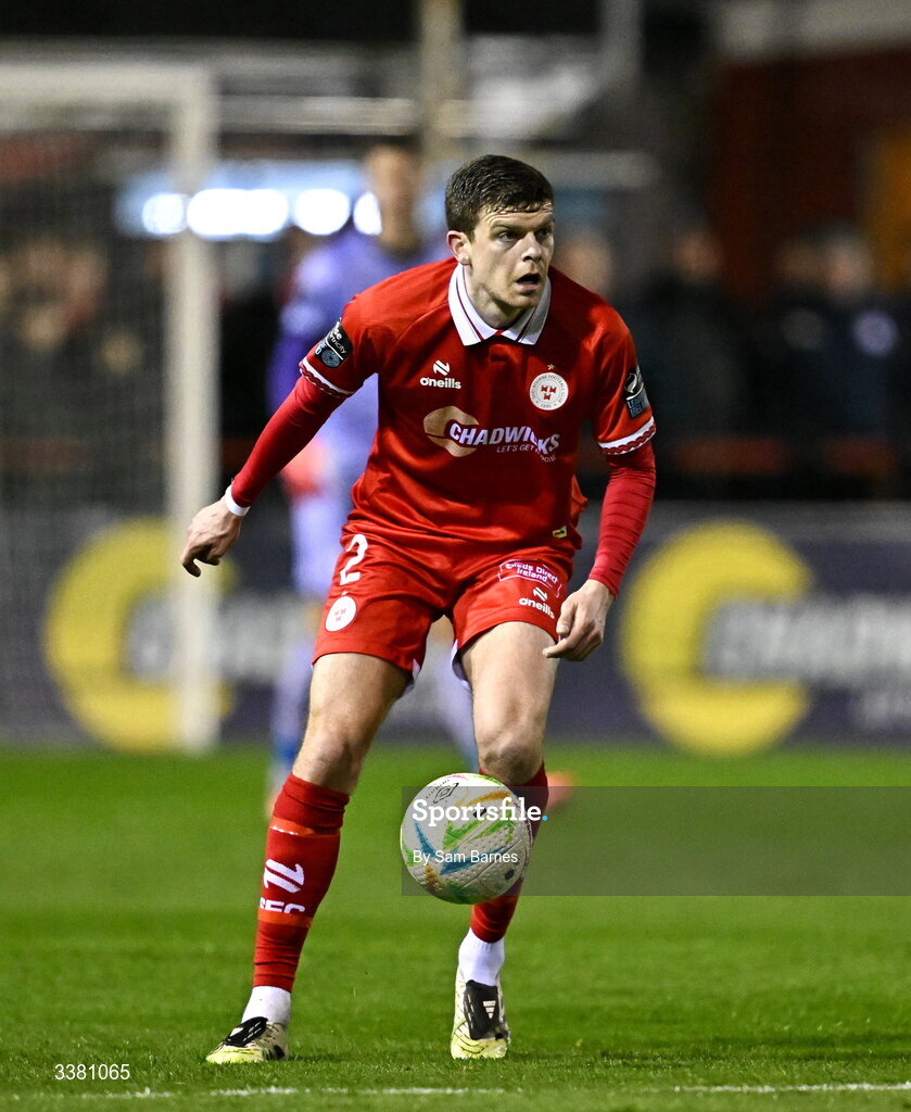6 March 2026; Sean Gannon of Shelbourne during the SSE Airtricity Men's Premier Division match between Shelbourne and St Patrick's Athletic at Tolka Park in Dublin. Photo by Sam Barnes/Sportsfile