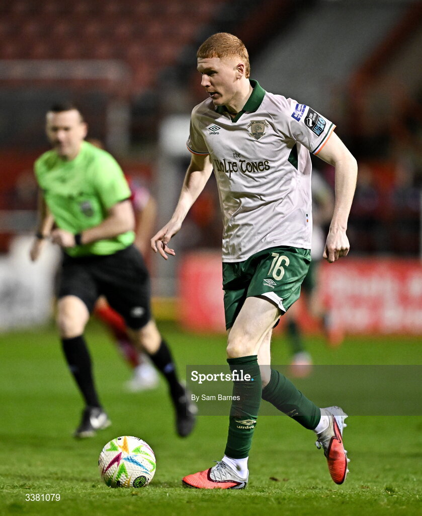 6 March 2026; Darragh Nugent of St Patrick's Athletic during the SSE Airtricity Men's Premier Division match between Shelbourne and St Patrick's Athletic at Tolka Park in Dublin. Photo by Sam Barnes/Sportsfile