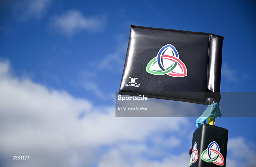 7 March 2026; A corner flag is seen before the Celtic Challenge Round 10 match between Wolfhounds and Clovers at Belfield Bowl in Dublin. Photo by Shauna Clinton/Sportsfile