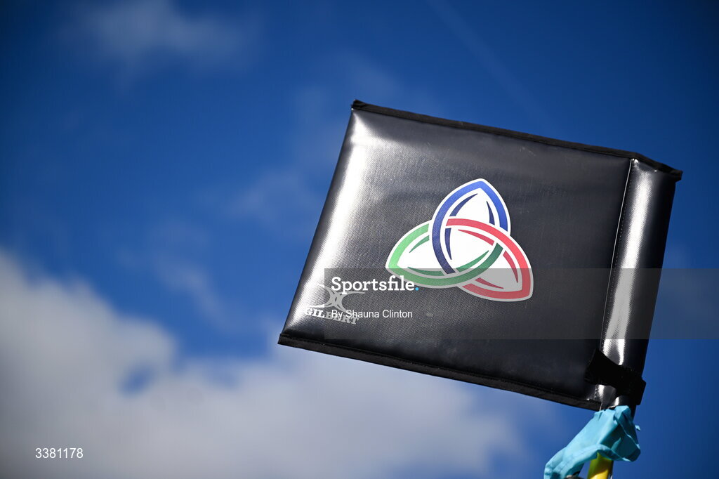 7 March 2026; A corner flag is seen before the Celtic Challenge Round 10 match between Wolfhounds and Clovers at Belfield Bowl in Dublin. Photo by Shauna Clinton/Sportsfile