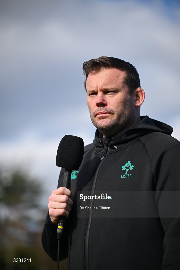 7 March 2026; Clovers head coach Denis Fogarty before the Celtic Challenge Round 10 match between Wolfhounds and Clovers at Belfield Bowl in Dublin. Photo by Shauna Clinton/Sportsfile