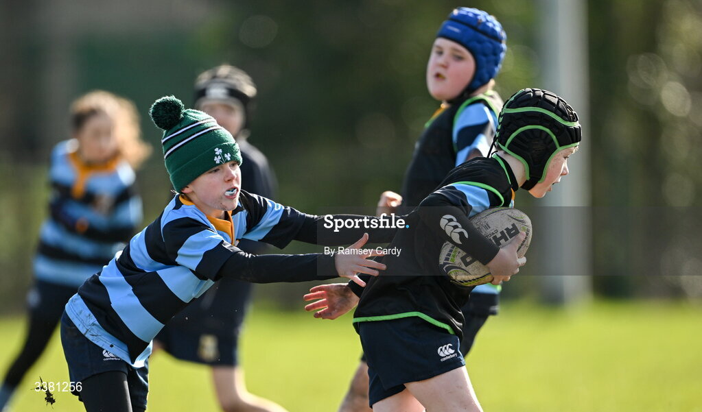 7 March 2026; Action during the Aviva Minis Rugby Festival at Balbriggan Rugby Club in Dublin. Photo by Ramsey Cardy/Sportsfile