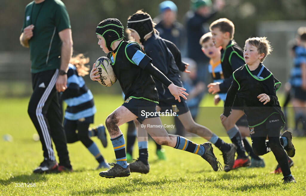 7 March 2026; Action during the Aviva Minis Rugby Festival at Balbriggan Rugby Club in Dublin. Photo by Ramsey Cardy/Sportsfile