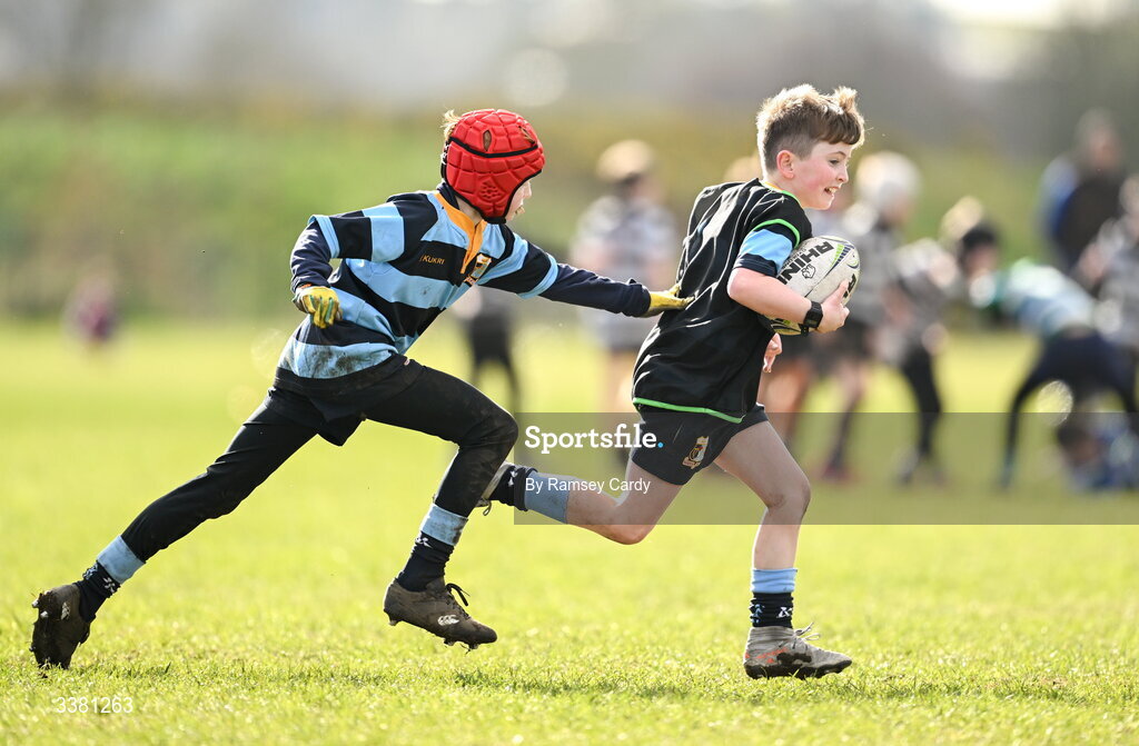7 March 2026; Action during the Aviva Minis Rugby Festival at Balbriggan Rugby Club in Dublin. Photo by Ramsey Cardy/Sportsfile
