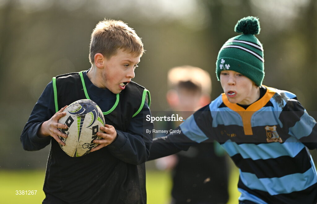 7 March 2026; Action during the Aviva Minis Rugby Festival at Balbriggan Rugby Club in Dublin. Photo by Ramsey Cardy/Sportsfile