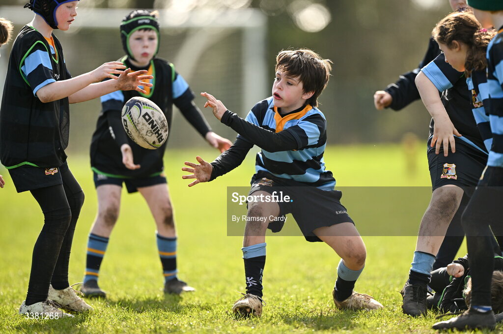 7 March 2026; Action during the Aviva Minis Rugby Festival at Balbriggan Rugby Club in Dublin. Photo by Ramsey Cardy/Sportsfile