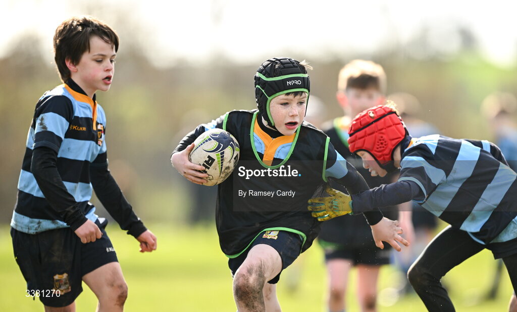 7 March 2026; Action during the Aviva Minis Rugby Festival at Balbriggan Rugby Club in Dublin. Photo by Ramsey Cardy/Sportsfile