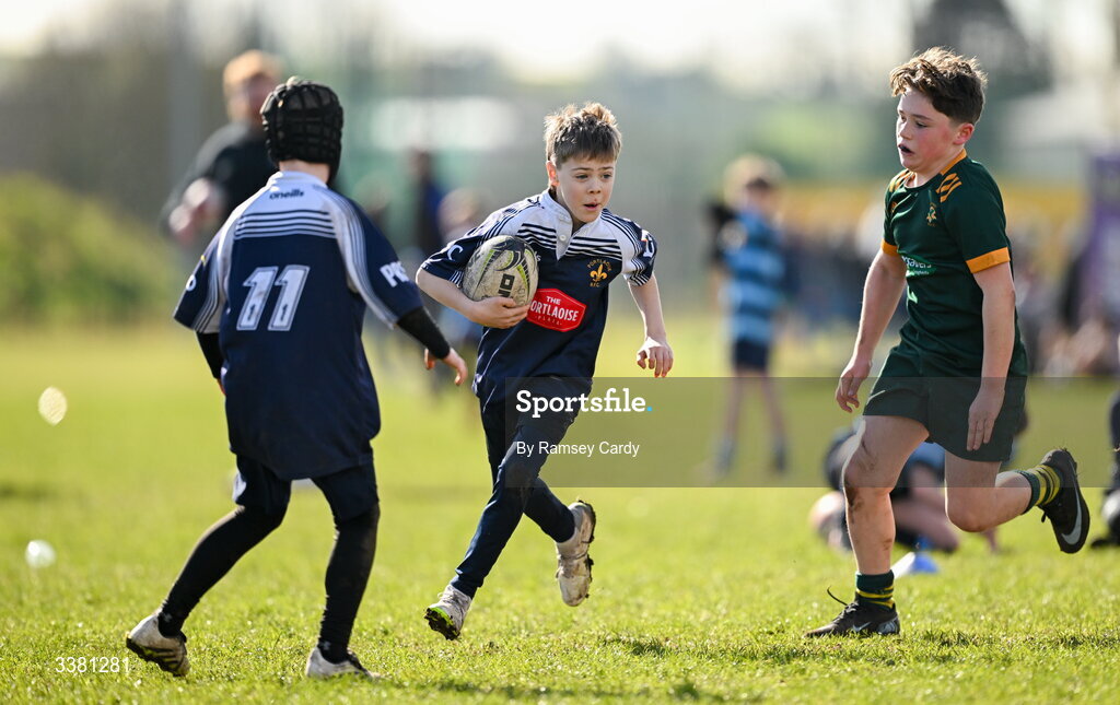 7 March 2026; Action during the Aviva Minis Rugby Festival between Portlaoise RFC and Boyne RFC at Balbriggan Rugby Club in Dublin. Photo by Ramsey Cardy/Sportsfile