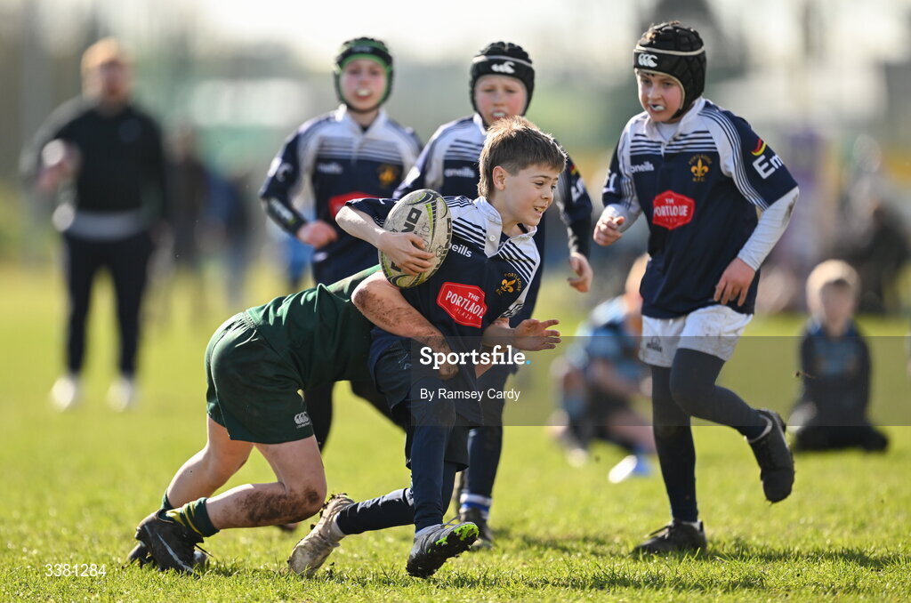 7 March 2026; Action during the Aviva Minis Rugby Festival between Portlaoise RFC and Boyne RFC at Balbriggan Rugby Club in Dublin. Photo by Ramsey Cardy/Sportsfile