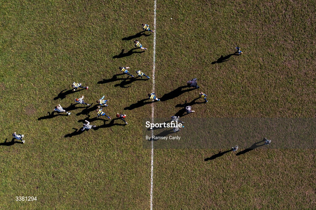 7 March 2026; An aerial view of action during the Aviva Minis Rugby Festival at Balbriggan Rugby Club in Dublin. Photo by Ramsey Cardy/Sportsfile