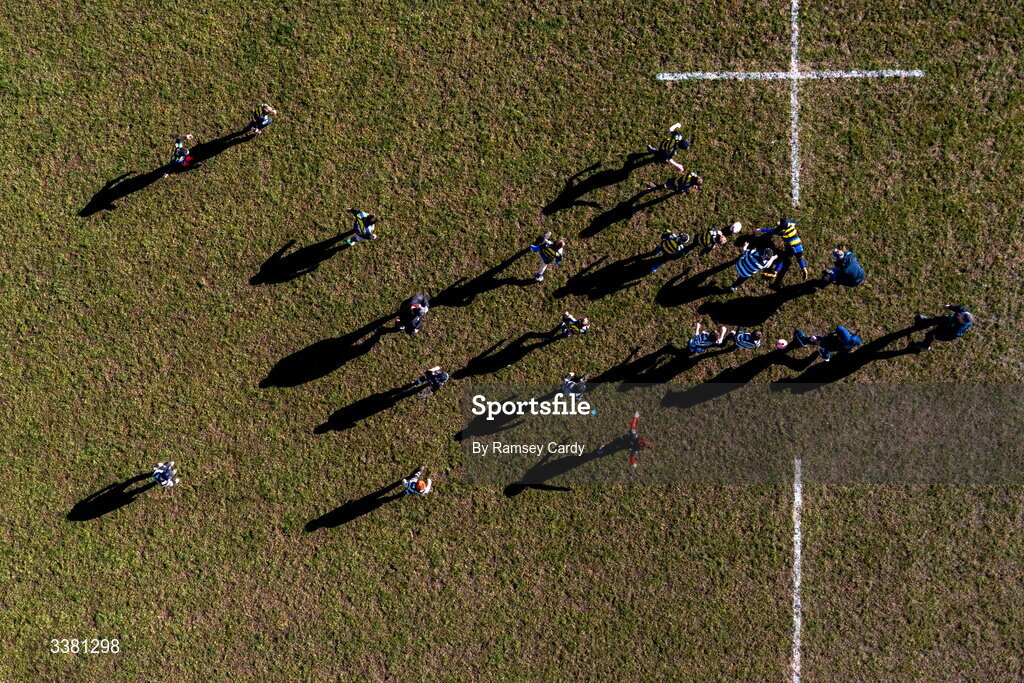 7 March 2026; An aerial view of action during the Aviva Minis Rugby Festival at Balbriggan Rugby Club in Dublin. Photo by Ramsey Cardy/Sportsfile