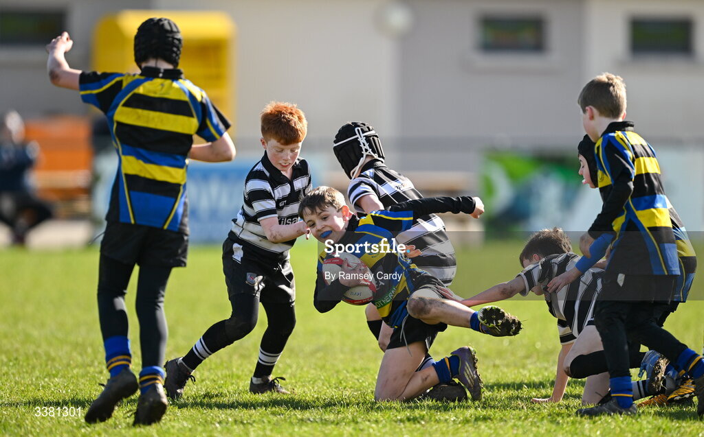 7 March 2026; Action during the Aviva Minis Rugby Festival between Ratoath RFC and Wexford Wanderers RFC at Balbriggan Rugby Club in Dublin. Photo by Ramsey Cardy/Sportsfile