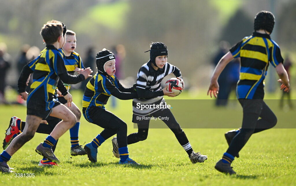 7 March 2026; Action during the Aviva Minis Rugby Festival between Ratoath RFC and Wexford Wanderers RFC at Balbriggan Rugby Club in Dublin. Photo by Ramsey Cardy/Sportsfile