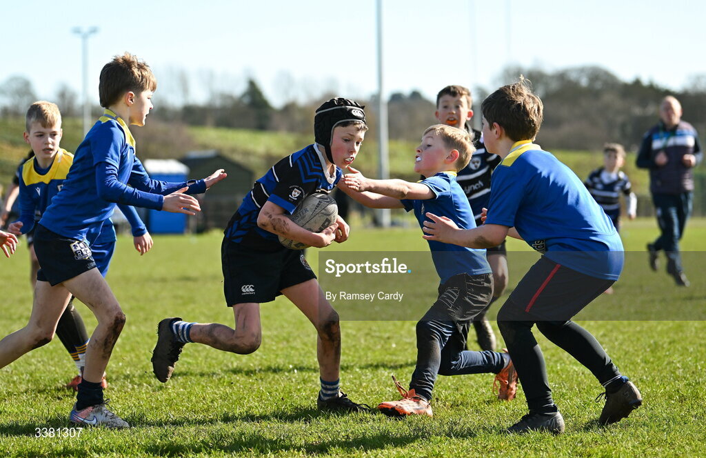 7 March 2026; Action during the Aviva Minis Rugby Festival at Balbriggan Rugby Club in Dublin. Photo by Ramsey Cardy/Sportsfile