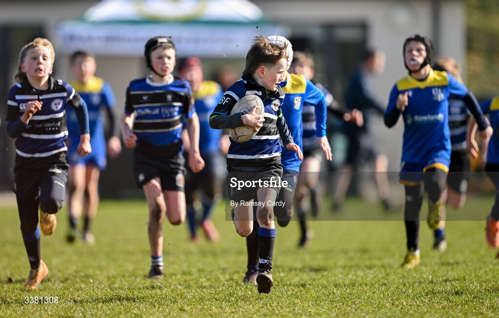 7 March 2026; Action during the Aviva Minis Rugby Festival between Ratoath RFC and Wexford Wanderers RFC at Balbriggan Rugby Club in Dublin. Photo by Ramsey Cardy/Sportsfile